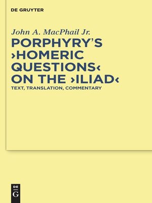 cover image of Porphyry's "Homeric Questions" on the "Iliad"